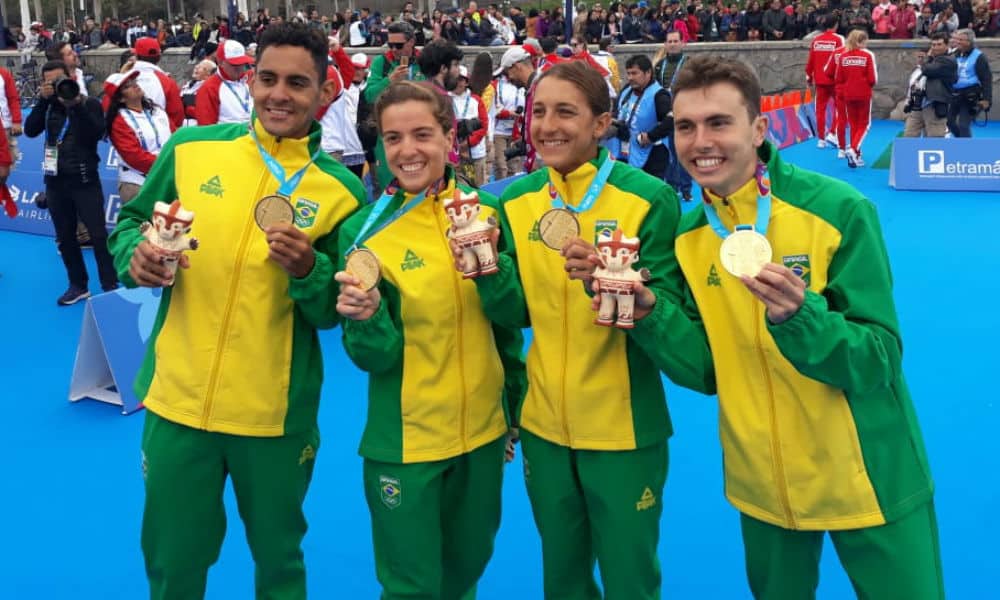 Vittoria Lopes, Luisa Baptista, Kauê Willy e Manoel Messias levam o ouro no revezamento misto do triatlo nos Jogos Pan-Americanos de Lima 2019
