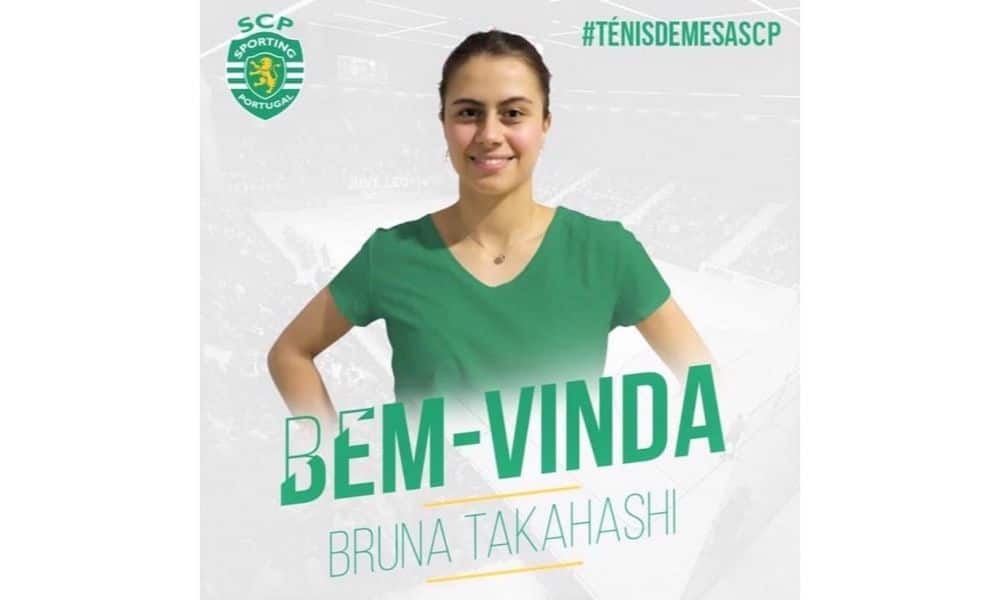 Bruna Takashi ao ser anunciada pelo Sporting (divulgação) - Atletas que treinam em Portugal