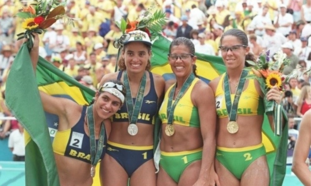 Atlanta 1996 - Vôlei de praia - Jacqueline Silva - Sandra Pires - Adriana Samuel - Mônica Rodrigues - Primeiras medalhistas femininas do Brasil
