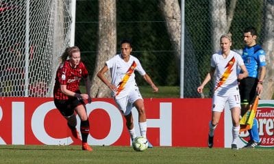 Andressa Alves na Roma contra o Milan pelo campeonato italiano de futebol feminino