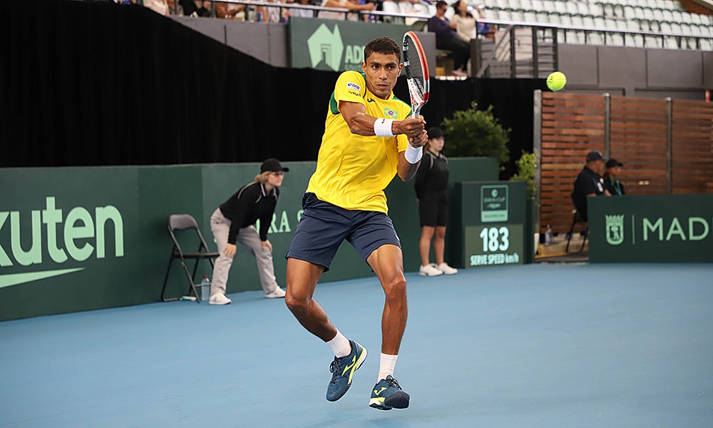 Thiago Monteiro na Copa Davis contra a Austrália em Adelaide