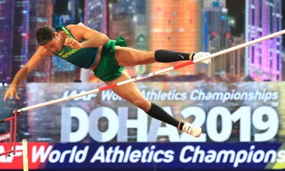 Thiago Braz, ex-Pinheiros, no Mundial de Atletismo Doha 2019