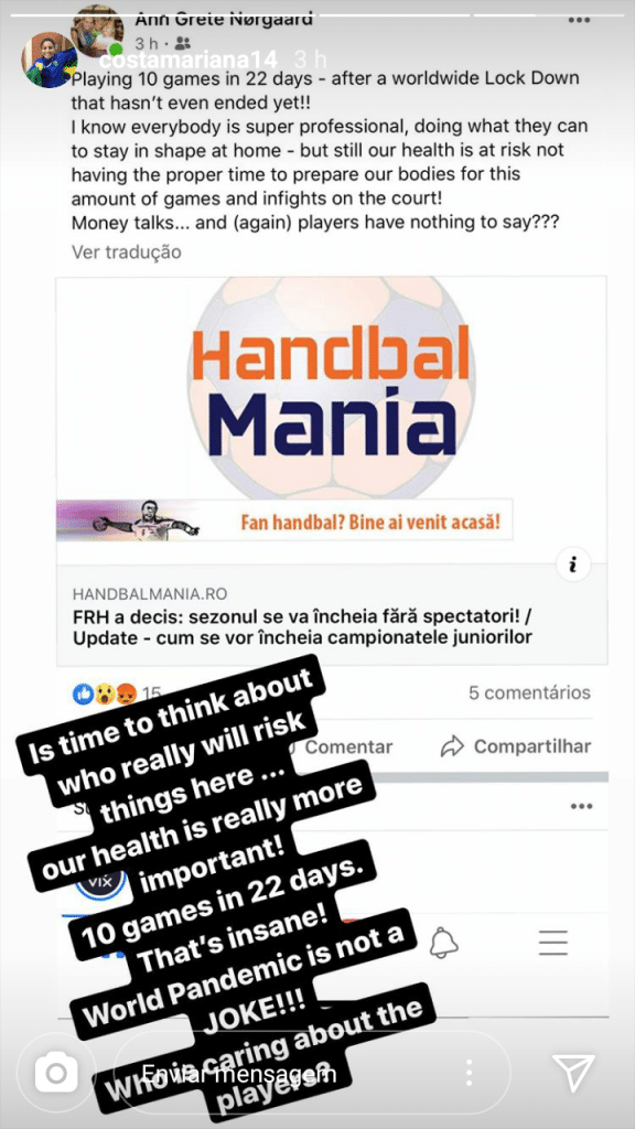 Handebol Romênia Coronavírus