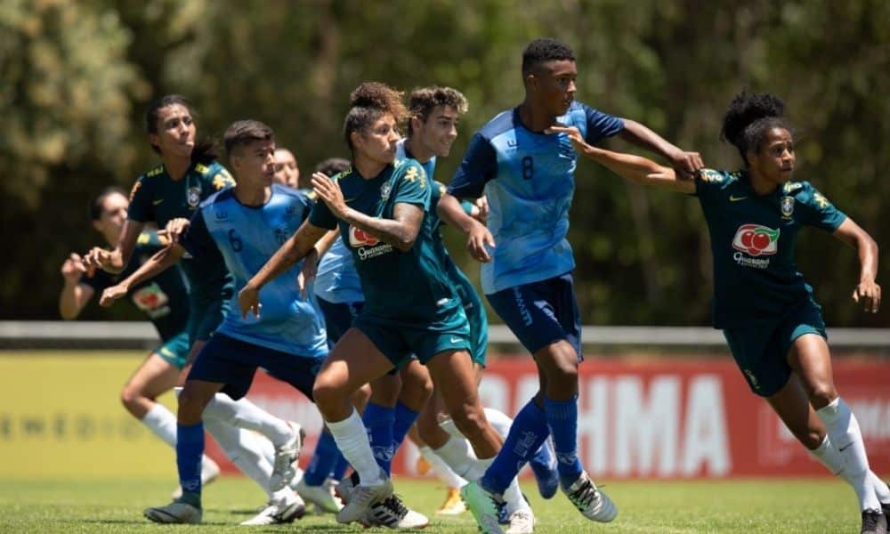 Seleção feminina fez jogo-treino diante do Cruzeiro masculino Sub-16 para o She Believes