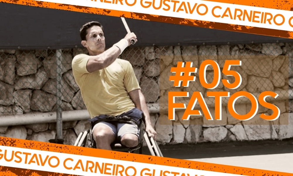 Gustavo Carneiro, do tênis em cadeira de rodas, na arte do 5 fatos, quadro do Olimpíada Todo Dia
