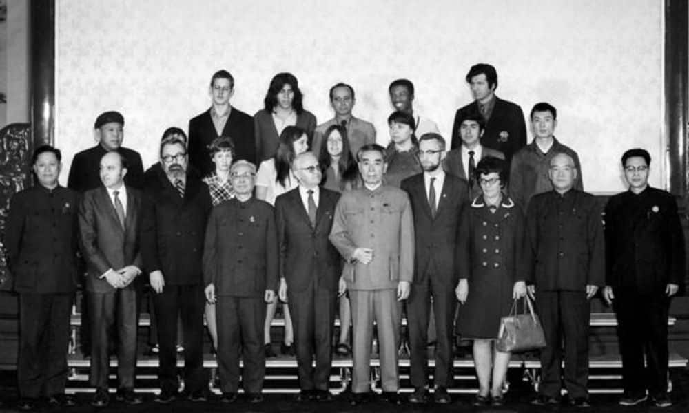 Seleção de tênis de mesa dos Estados Unidos em visita à China, em 1971