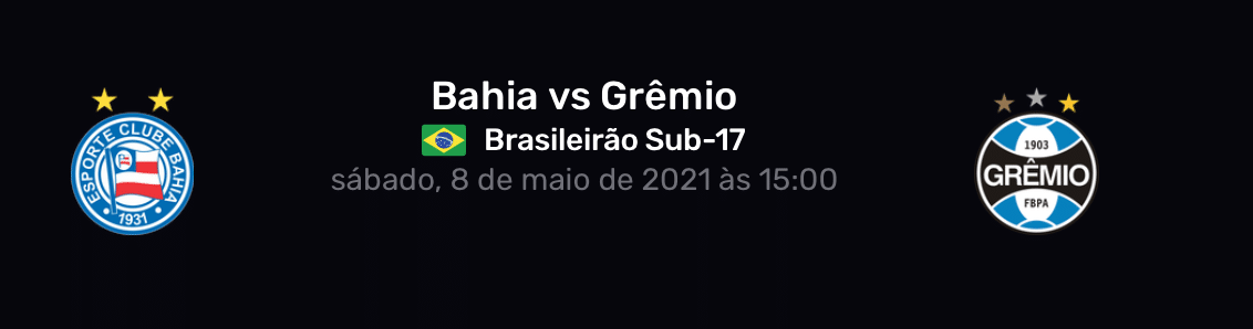 ASSISTA AO VIVO Bahia x Grêmio Campeonato Brasileiro Sub-17