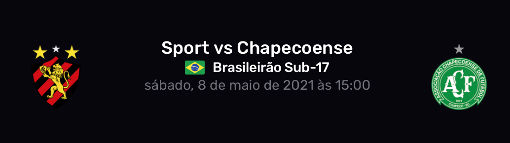 Assista ao vivo: Sport x Chapecoense pelo Campeonato Brasileiro Sub-17