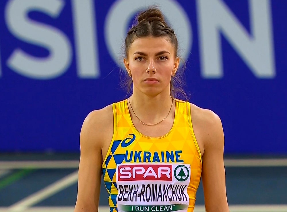 Maryna Bekh-Romanchuk no salto em distância feminino em Tóquio-2020