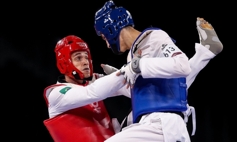 Ícaro em sua estreia nos Jogos Olímpicos de Tóquio 2020, no taekwondo - Foto: Gaspar Nóbrega / COB