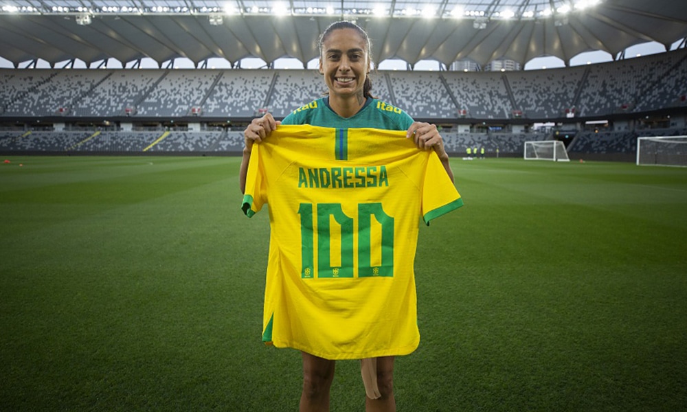 Andressa Alves 100 jogos seleção feminina futebol futebol feminino