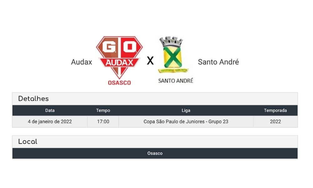 Assista ao vivo- Audax x Santo André - Copa São Paulo de Futebol Júnior