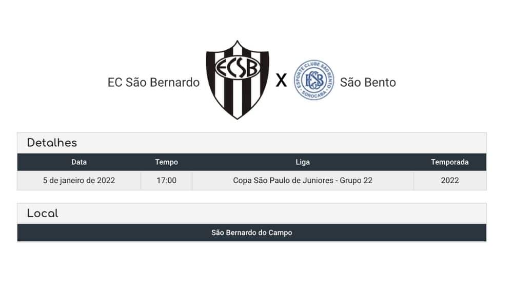 Assista ao vivo- EC São Bernardo x São Bento - Copa São Paulo de Futebol Júnior