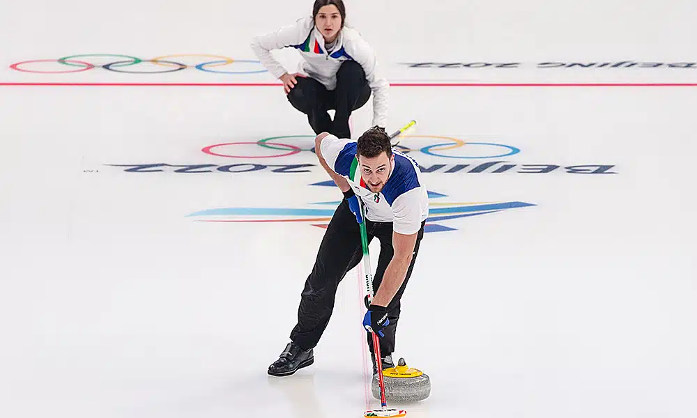 Stefania Constantini e Amos Mosaner Itália curling duplas mistas Itália Pequim 2022 Jogos Olímpicos de Inverno Jogos de Inverno