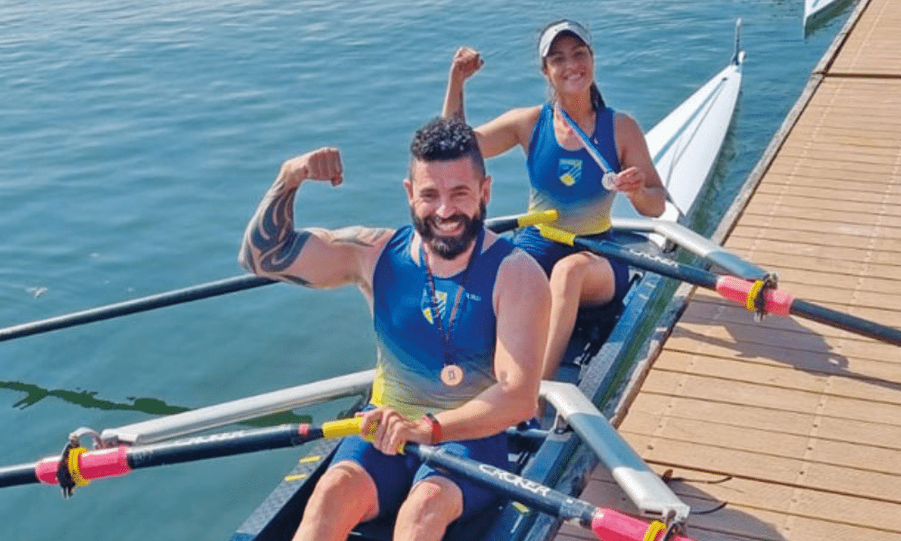 Leandro Sagaz e Gessyca Guerra prata na Regata de Gavirate de remo paralímpico