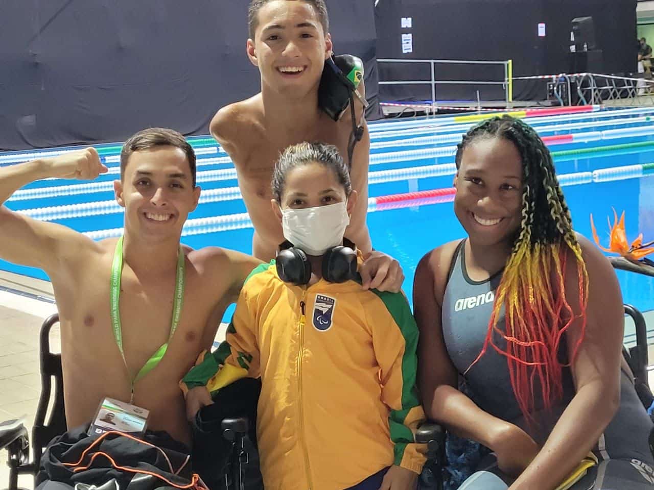 Daniel Mendes, Samuel de Oliveira, Joana Neves e Lidia Cruz, revezamento do Brasil no Mundial de natação paralímpica