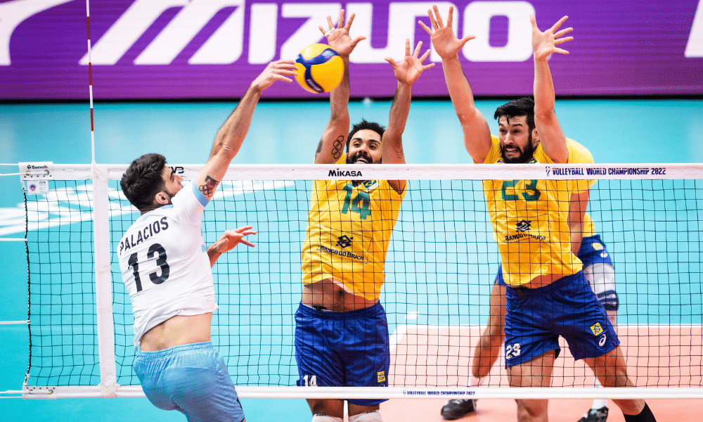 Brasil e Argentina bloqueio Mundial de vôlei