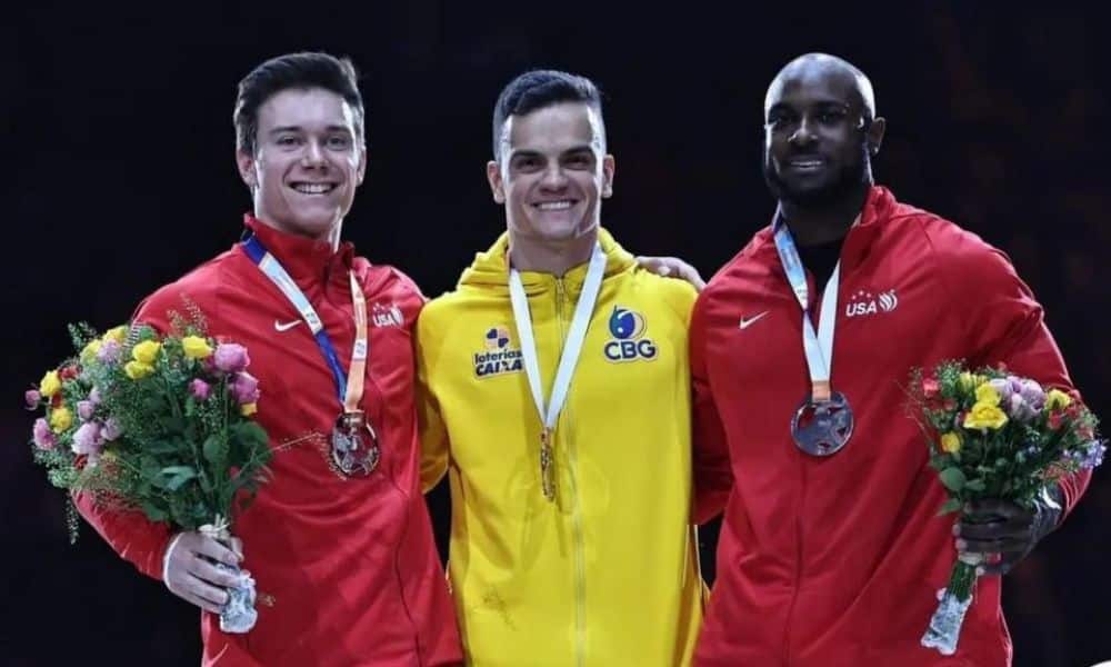 Caio Souza medalha de ouro barras paralelas copa do mundo de paris ginástica artística