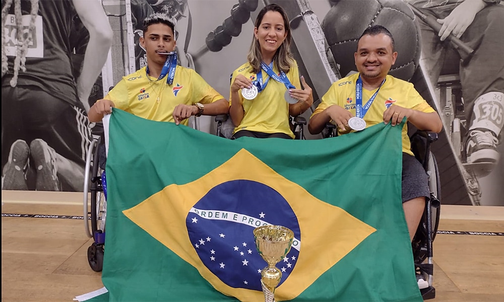 Iuri Tauan Andreza Vitória Maciel Santos bocha copa do mundo de bocha medalha de prata por equipes Roma seleção brasileira de bocha