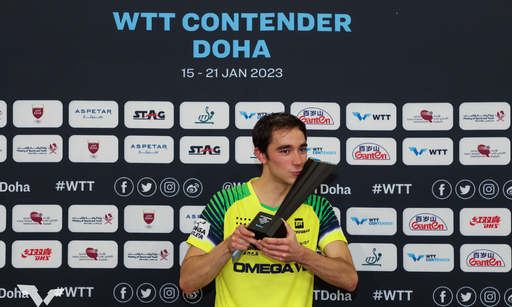 Hugo Calderano foi campeão do WTT Contender de Doha 2023 (WTT)