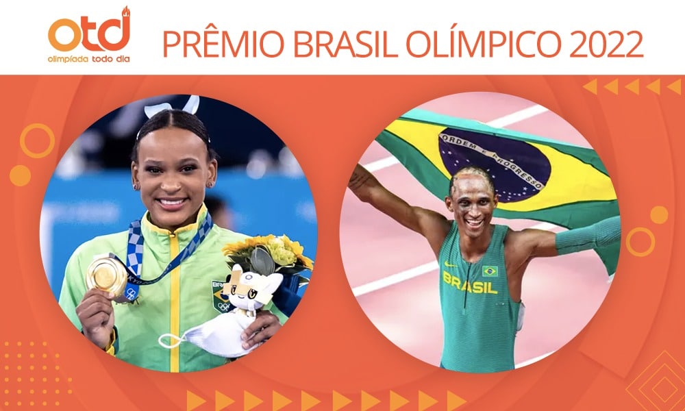 Prêmio Brasil Olímpico - Montagem com fotos de Rebeca Andrade e Alison dos Santos
