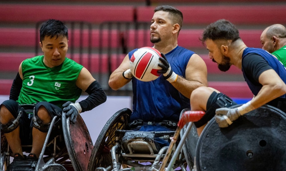 Sul-Americano de rúgbi em cadeira de rodas em São Paulo, enquanto joga
