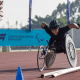 Aline Rocha, em cadeira de rodas, em ação. Ela quebrou o recorde brasileiro dos 5.000m T54 de atletismo paralímpico na Suíça