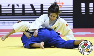 Amanda Lima durante luta contra europeia no Mundial de judô em Doha