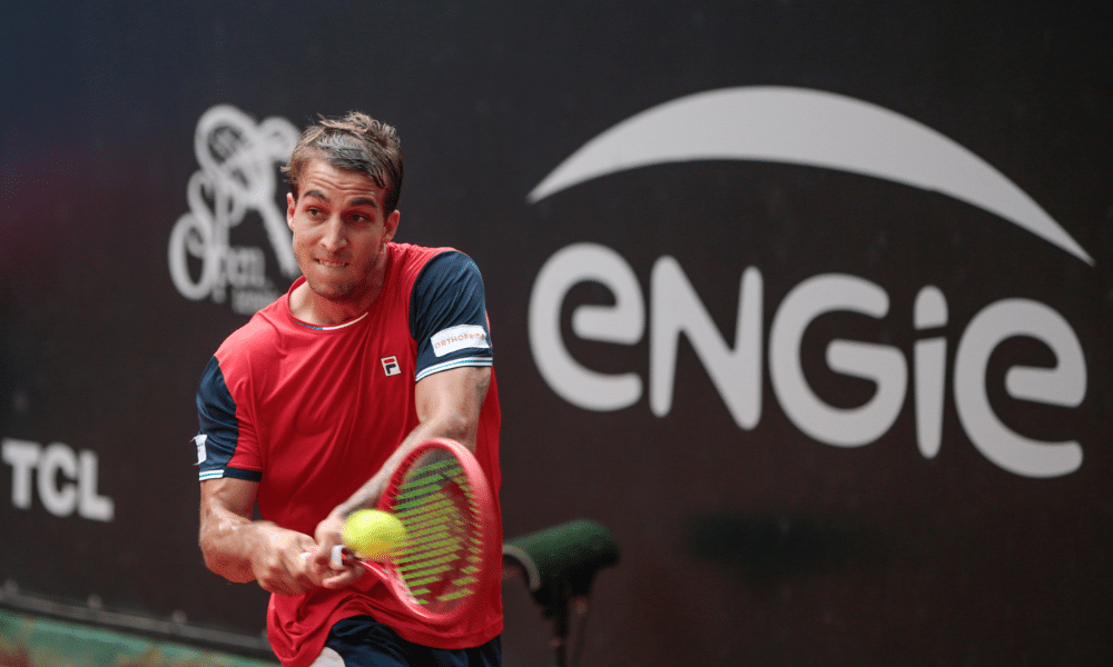Felipe Meligeni durante disputa no Challenger de Oeiras