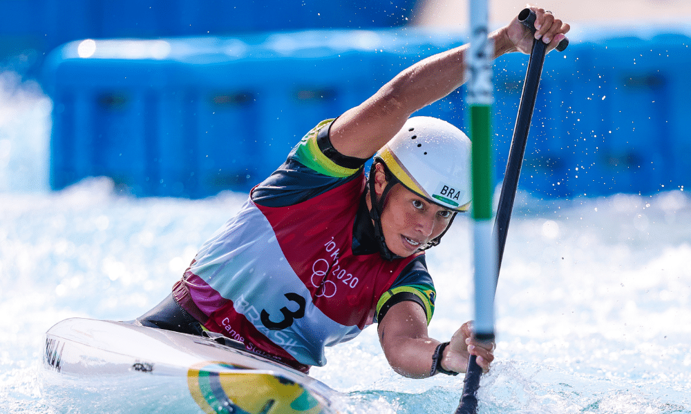 Ana Sátila em ação no C1 da etapa da Copa do Mundo de canoagem slalom