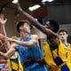 Brasil e Argentina jogando as oitavas de final do Campeonato Mundial Sub-19 de basquete masculino