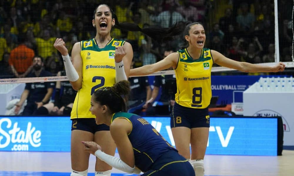Diana, Macris e Nyeme vibram em ponto do Brasil contra a Coreia do Sul pela Liga das Nações de vôlei feminino - VNL