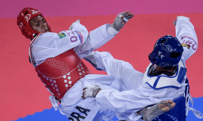 Maicon Andrade em ação no Mundial de taekwondo. Larissa Rossi