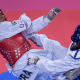 Maicon Andrade em ação no Mundial de taekwondo. Larissa Rossi