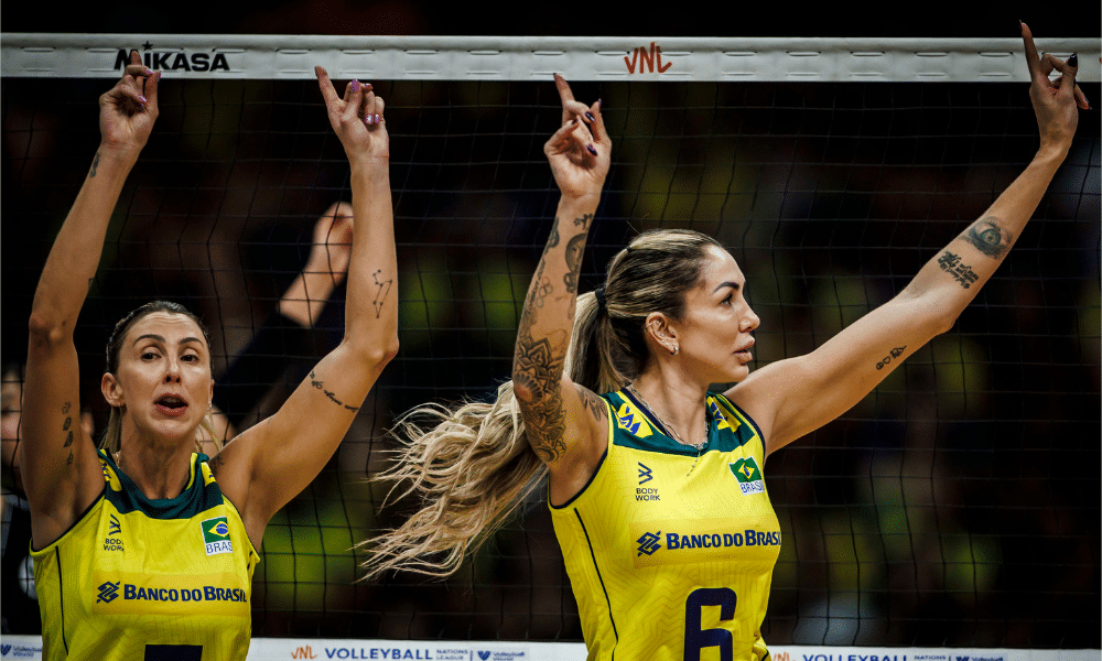 Thaisa e Pri Daroit vibram com ponto do Brasil sobre a Alemanha na Liga das Nações