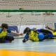 Seleção brasileira feminina juvenil de goalball em ação no Mundial de Jovens (Taba Benedicto/CBDV)