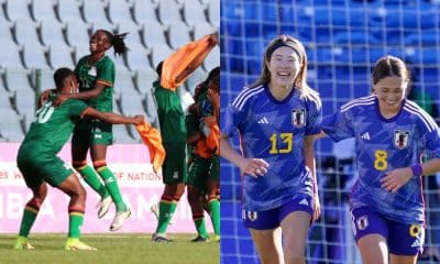Confronto entre Zâmbia e Japão, válido pela primeira rodada da Copa do Mundo Feminina (Muzi Ntombela/Backpage Pix e Reprodução/Pulse Sports)