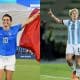 Montagem com fotos de jogadoras de Itália e Argentina na Copa do Mundo Feminina ao vivo