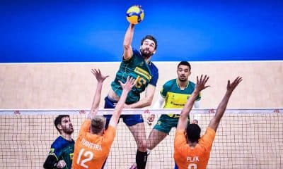 Brasil enfrenta a Holanda na Liga das Nações de vôlei masculino ao vivo - Lucão ataca sobre o bloqueio holandês