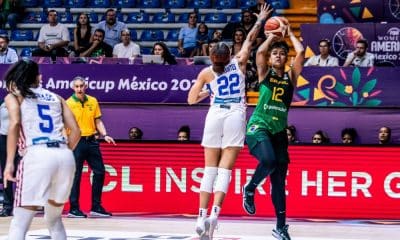 Damiris, do Brasil, faz arremesso da zona morta no duelo contra Porto Rico na semifinal da Americup Feminina