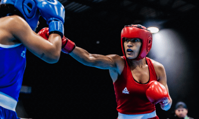 Boxeadora Barbara Santos, em ação no Brasileiro (Miriam Jenske/COB)