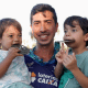 Caio Bonfim com os filhos Dia dos Pais Mundial de Atletismo