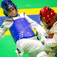 Silvana Fernandes, de uniforme azul, representou o Brasil no Grand Prix de Paris de parataekwondo