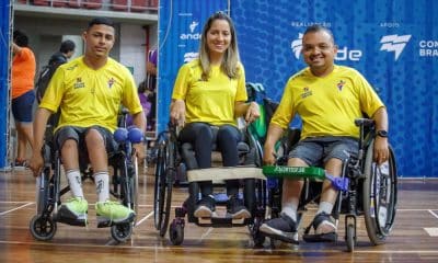 Time brasileiro que compete na classe BC1/BC2 na Copa do Mundo de bocha paralímpica (Foto: Grazie Batista/ANDE)