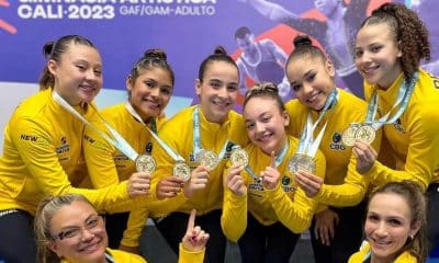 Equipe brasileira de ginástica artística, medalhista de ouro no Sul-Americano (Reprodução/Instagram/@cbginastica)