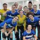 Equipe do Pinheiros comemorando a vitória na estreia da semifinal da Liga Nacional Feminina de handebol (Reprodução/Instagram/@ecpinheiros)