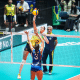 Diana ataca bola contra Porto Rico no Pré-Olímpico de vôlei feminino