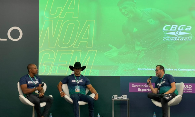 Erlon Souza e Fernando Rufino em painel da Canoagem na COB Expo