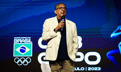 Galvão Bueno durante palestra inaugural da COB Expo