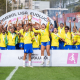 Equipe do Brasil comemora título da Liga Desenvolvimento Sub-19 após vitória sobre o Paraguai